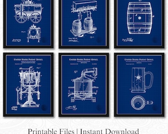 Patentes de cerveza vintage / Conjunto de 6 descargas de imágenes JPG / Fondo plano / 3 proporciones: 16 archivos incluidos / Descarga instantánea