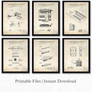 Vintage Cigar Patents | Set of 6 JPG Downloads | Antique Background | Man Cave Decor | Cigar Lounge Decor | Gift for Cigar Aficionados