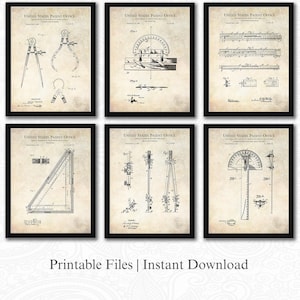 Engineering Tools Patent Set | JPG Download | Engineer Office Decor | Industrial Office Art | Gift for Engineers | Antique Background