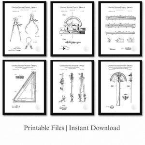 Engineering Tools Patent Set | JPG Download | Engineer Office Decor | Industrial Office Art | Gift for Engineers | White Background