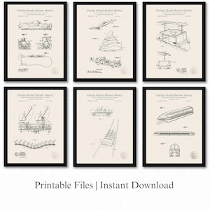Classic Disneyland Ride Patents | Set of 6 JPG Image Downloads | Linen Background | 3 Ratios: 16 Files Included | Instant Download