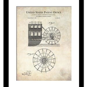 1898 Steamboat Paddle-Wheel Patent  | Digital Download | Nautical Art |  Vintage Riverboat Wall Art | Nautical Decor | Antique Background