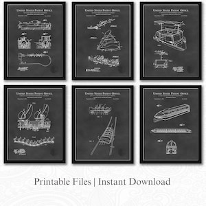 Classic Disneyland Ride Patents | Set of 6 JPG Image Downloads | Chalkboard Background | 3 Ratios: 16 Files Included | Instant Download