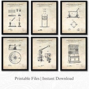 Collezione di brevetti di farmacia d&#39;epoca / Download di 6 JPG / Arte degli strumenti da farmacia / Decorazioni per farmacisti / Regalo per farmacisti / Sfondo antico