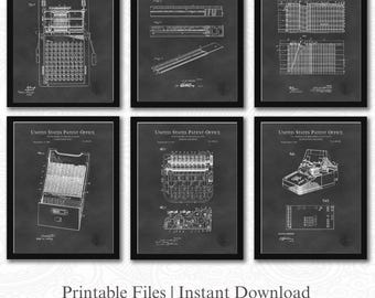 Decoración de oficina de contabilidad / Patentes de contabilidad vintage / 6 descargas JPG / Regalo de CPA / Arte mural de oficina / Fondo de pizarra