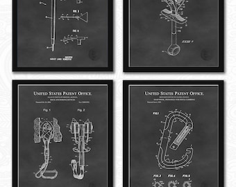 Colección de patentes de escalada vintage / 4 descargas JPG / Decoración de montañismo / Decoración de exteriores / Regalo para escaladores / Fondo de pizarra