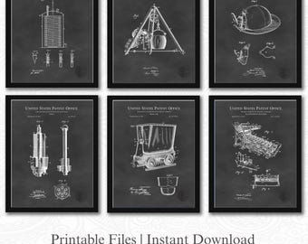 Colección de patentes de minería antiguas / Descarga de 6 archivos JPG / Arte con herramientas de minería / Equipos de minería antiguos / Decoración industrial / Fondo de pizarra