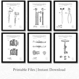 Vintage Dental Tools Patents | JPG Download | Dental Equipment Art  | Dentist Office Decor | Gift for Dentist | White Background