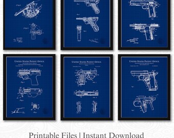 Patentes de pistolas antiguas / Descargas de imágenes JPG (6) / Fondo de planos / Regalo para coleccionistas de armas / Decoración para entusiastas de las armas