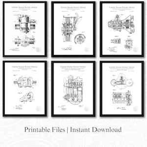 Vintage Ford Engine Patent Collection | Set of 6 JPG Images | White Background | 3 Ratios: 16 Files Included | Gift for Automotive Fan