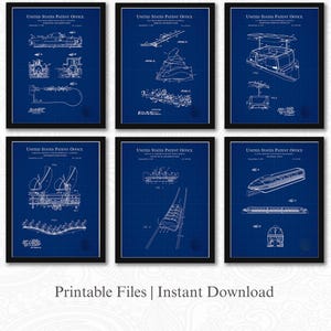 Classic Disneyland Ride Patents | Set of 6 JPG Image Downloads | Blueprint Background | 3 Ratios: 16 Files Included | Instant Download