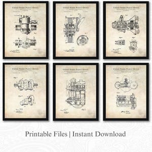Vintage Ford Engine Patent Collection | Set of 6 JPG Images | Antique Background | 3 Ratios: 16 Files Included | Gift for Automotive FAn