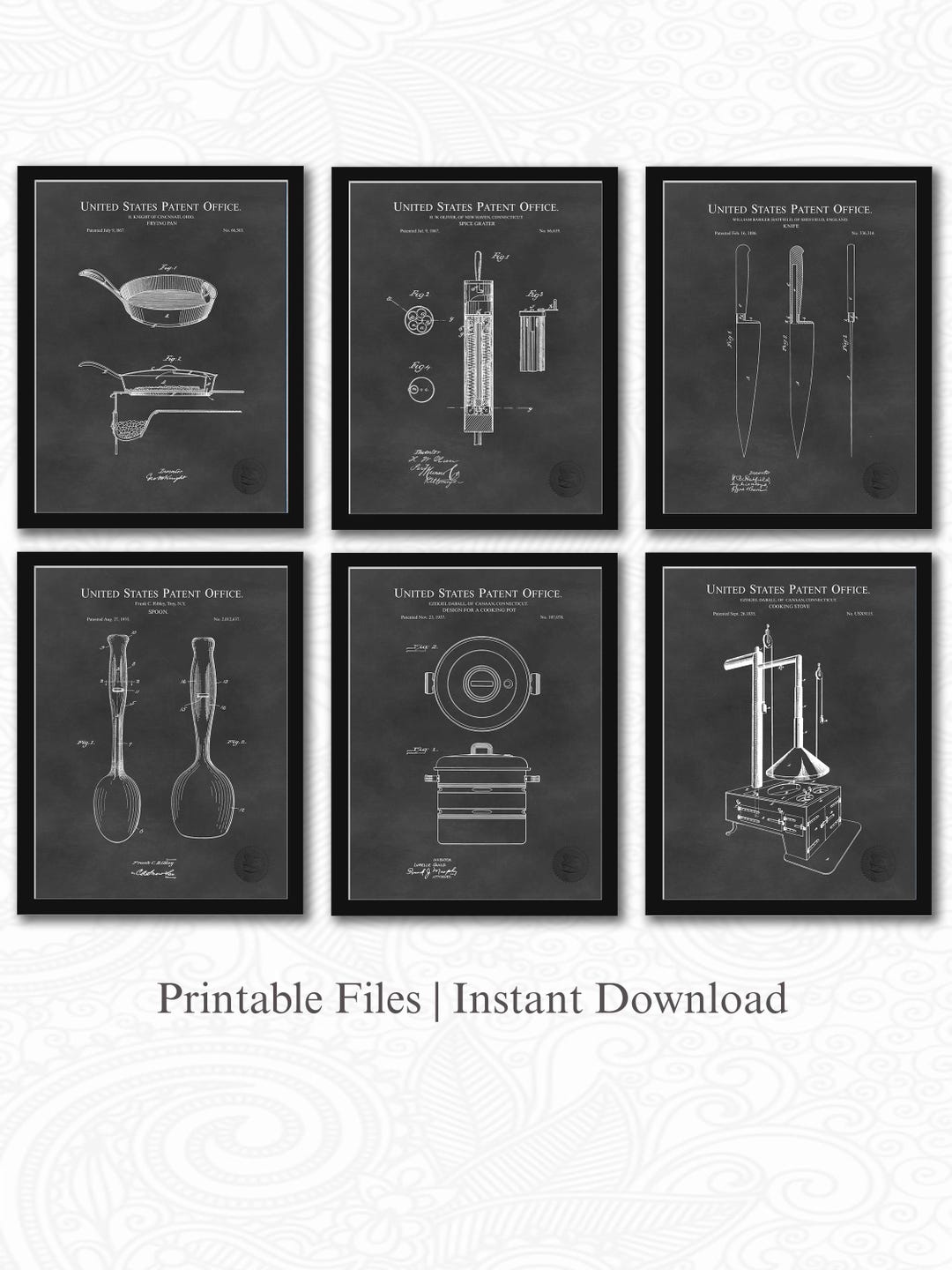 Vintage Chef Patent Collection | JPG Download | Kitchen Tools Art ...
