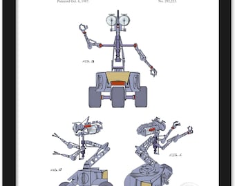 1987 Toy Robot Patent Art | JPG Download | 80's Sci-fi Decor | Retro Sci-Fi Decor | Gift for Short Circuit Movie Fan | White Download