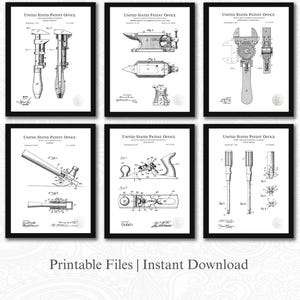 Hand Tools Patent Collection | Ready to Print Downloads | Vintage Workshop Art |  Garage Decor | Gift for Tradesmen | White Background