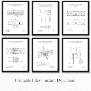 Gebrüder Wright Flugmaschine Patente | Set mit 6 JPG-Bild-Downloads | Weißer Hintergrund | 3 Ratios: 16 Dateien enthalten | Sofort Download
