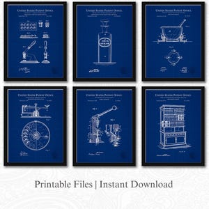 Collezione di brevetti di farmacia d&#39;epoca / Download di 6 JPG / Arte degli strumenti da farmacia / Decorazioni per farmacisti / Regalo per farmacisti / Sfondo con progetto
