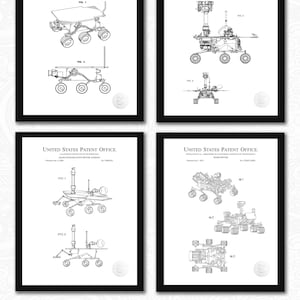 Mars Rover Patent Set | 4 Jpg File Bundle | Spirit, Opportunity, Curiosity Diagrams | NASA Decor | Gift for Space Fan | White Background
