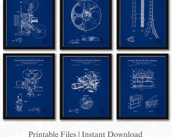 Collection cinéma vintage | Brevets pour la réalisation de films précoces | 6 téléchargements JPG | Décoration hollywoodienne | Cadeau pour cinéphile | Arrière-plan du plan