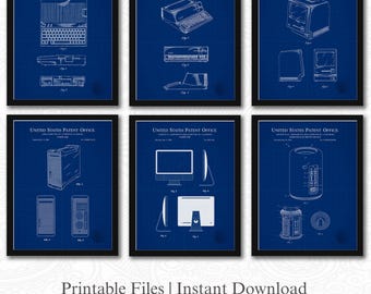 Patentes informáticas icónicas / 6 descargas JPG / Decoración de oficina vintage / Regalo para un fan de Apple / Fondo de planos / Arte para la oficina en casa