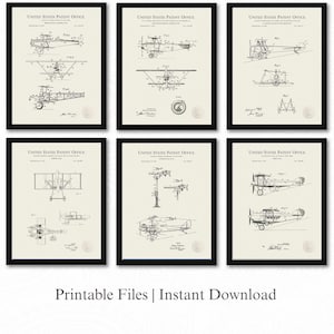 Gebrüder Wright Flugmaschine Patente | Set mit 6 JPG-Bild-Downloads | Leinen Hintergrund | 3 Ratios: 16 Dateien enthalten | Sofort Download