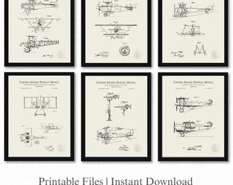 Patentes de la máquina voladora de los hermanos Wright / Conjunto de 6 descargas de imágenes JPG / Fondo de lino / 3 proporciones: 16 archivos incluidos / Descarga instantánea
