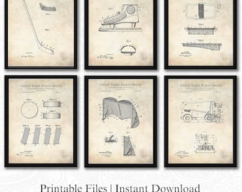 Vintage Hockey Patent Collection | 6 JPG Downloads | Antique Sports Wall Art | Gift for Hockey Fans | Antique Background