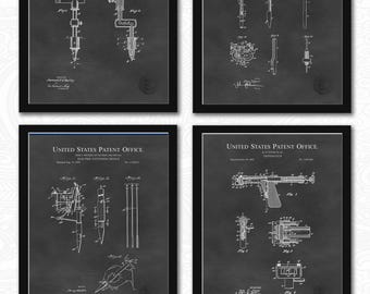 Tattoo Studio Patent Collection | Ready to Print Downloads | Tattoo Parlour Decor | Gift for Tattoo Artist   Chalkboard Background