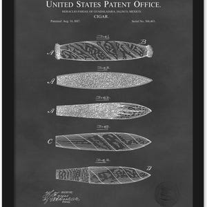 1887 Cigar Patent | JPG Download | Chalkboard Background | Cigar Lounge Decor | Gift for Cigar Lover | Vintage Man Cave Art | Pub Wall Art