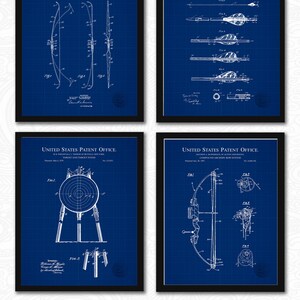 Archery Patent Art Set | 3 JPG Downloads | Bow, Arrow & Target Diagrams | Hunter Gift Idea | Rustic Wall Decor | Blueprint Background