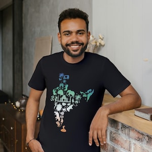 Unique India Map Design T-Shirt | Wildlife and Culture | Indian Flag Inspired Tee | Boho Explorer Shirt | Gift for Adventure | Nature Lover