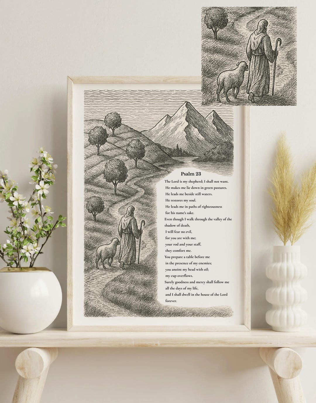 Psalm 23 Wall Art Printable | Bible Art | the Lord is My Shepherd Print ...