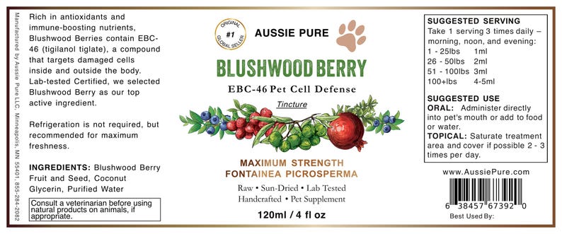 Pet Cell Defender Blushwood Berry EBC-46 Pet Cell Defense Tincture - Etsy Australia