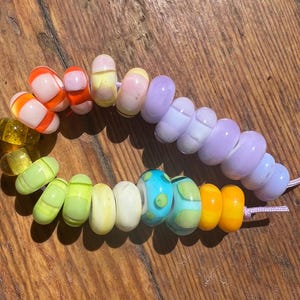 Lamp Work Glass Beads Spring Themed Colors Artisan Glass Beads For Hand Made Jewelry Glass Craft Pastel Beads For Bracelets Earrings
