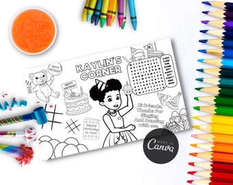 Tovaglietta per attività per feste Gracie's Corner: foglio da colorare per giochi per feste per bambini (download digitale)