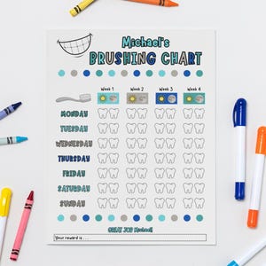 I Brushed My Teeth-grafiek, afdrukbare tandenborsteltracker voor jongens, tandenpoetsgrafiek, tandenpoetsgrafiek, spel poets je tanden, melktanden