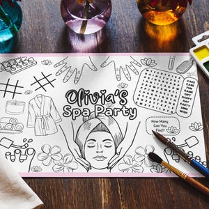 Napperon D&#39;activité Fête Au Spa, Cadeau D&#39;anniversaire Spa, Imprimables Fêtes Spa, Fête D&#39;enfants À Thème Spa, Feuille À Colorier Fête Spa, Jeux De Fête Spa