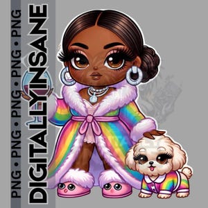 chibi vrouw met hond png, zittend chibi pluche patroon, chibi karakter, chibi-illustraties, logeerpartijtje clipart, spa-feest voor meisjes, mooi feest