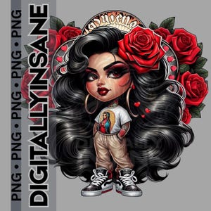 muñecas mexicana, chicana png, homies png, chibi style art png, lil homies svg, chola clipart, soy mexicana png, thug life, roses and hearts