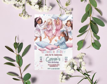 Spa Slumber Party Invitation: Girls Sleepover Invite (Digital Download)