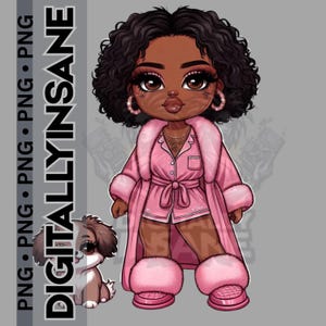 chibi vrouw met hond png, zittend chibi pluche patroon, chibi karakter, chibi-illustraties, logeerpartijtje clipart, spa-feest voor meisjes, mooi feest