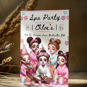 Spa Party Invitation, Spa Party Birthday Invitation, Spa Slumber Party Invitation, Spa Party Invitation Girls, Spa Birthday Party Invite