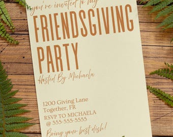 Friendsgiving Party Invitation, Thanksgiving Dinner Invite