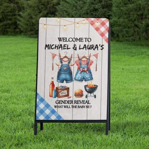 Baby-Q Gender Reveal Welcome Sign: BBQ Theme (Digital Download, 18x24 PDF/PNG)