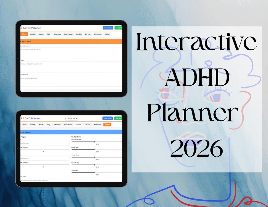 ADHD Digital Planner 2026: Interactive Productivity Tool (digital ...