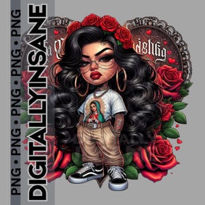 muñecas mexicana, chicana png, homies png, chibi style art png, lil homies svg, chola clipart, soy mexicana png, thug life, roses and hearts