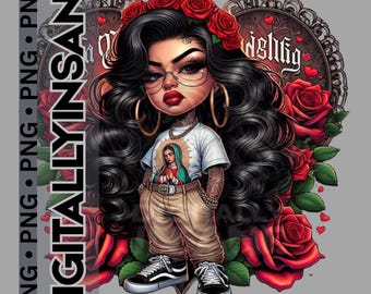 Chicana Chibi PNG: Lil Homies Art, Latina Clipart (Digital Download)