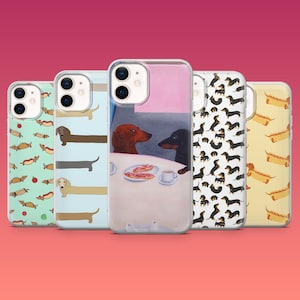 Coque de portable teckel mignon saucisse chien saucisse pour iPhone 16e, 16 Pro 15, 14, 13 Samsung S25, S24Ultra S23FE S22 A16 Pixel 9Pro XL 8A
