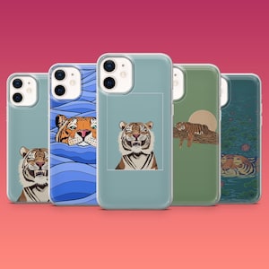 Cute Tiger Phone Case Laughing Tiger Cat Jungle Cover for iPhone 16e, 16 Pro 15, 14, 13 Samsung S25, S24Ultra S23FE S22 A16 Pixel 9Pro XL 8A