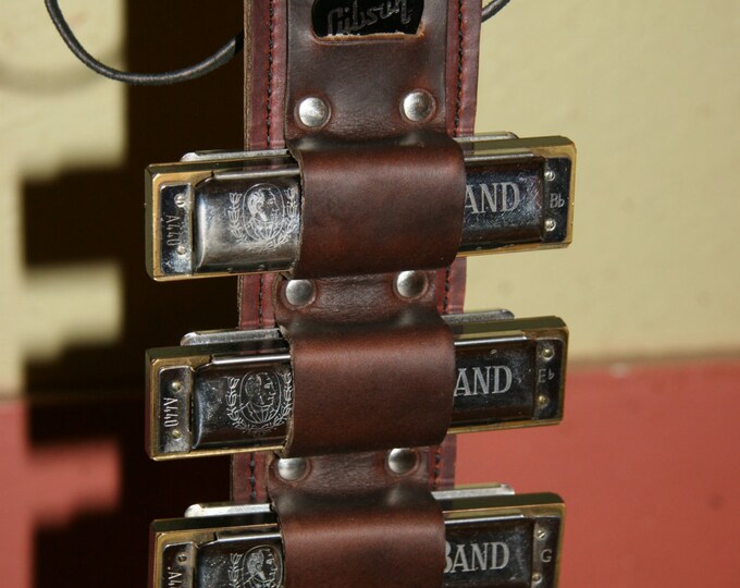 Harmonica Mic Stand Holder 3 Harps Bluesharp With Guitar Etsy